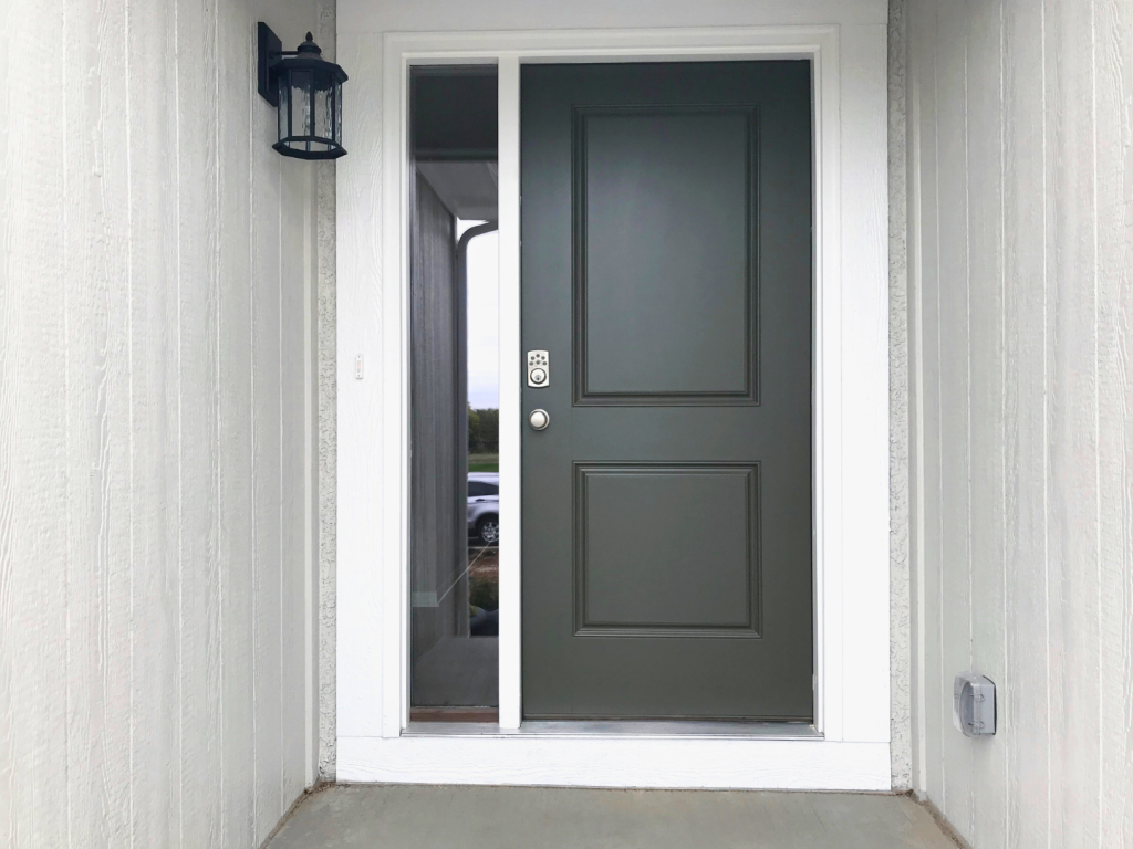 Black steel door with glass