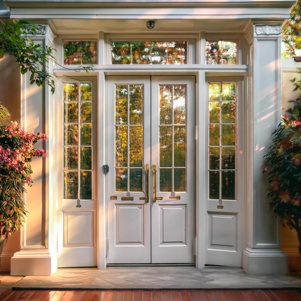 Firefly door characterized by their symmetrical design and large glass panels. they typically come i (1)