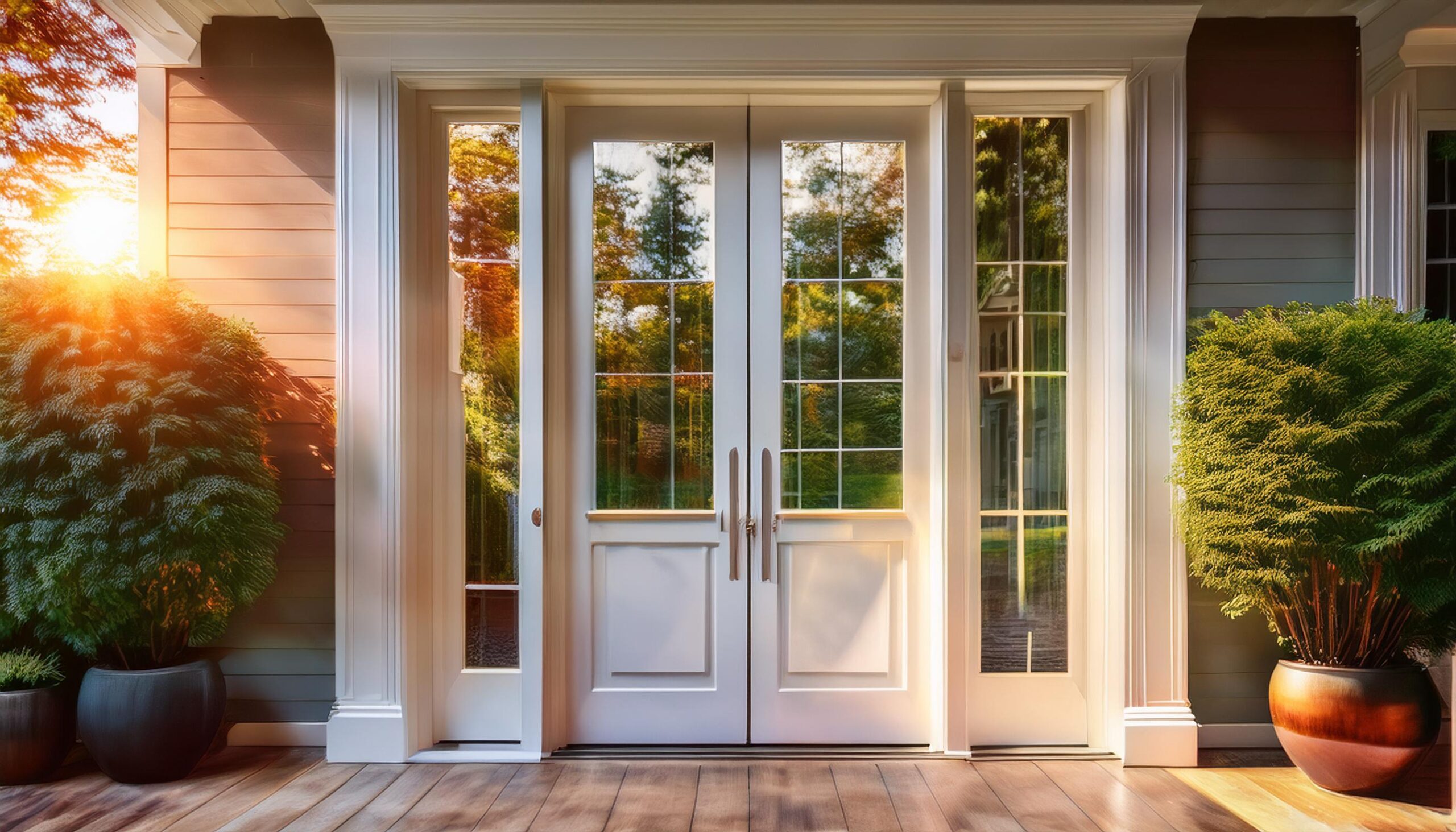 Firefly door characterized by their symmetrical design and large glass panels. they typically come i